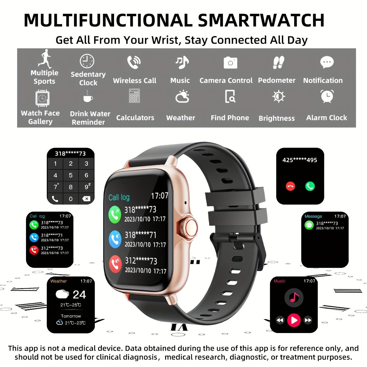 Women's Smartwatch with 4.65cm Touch Screen Fitness Tracker Pedometer for Android
