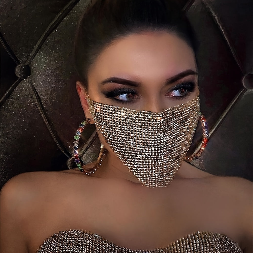 Crystal Gypsophila Face Mask for Party, Handmade, Bling Bling, Sexy