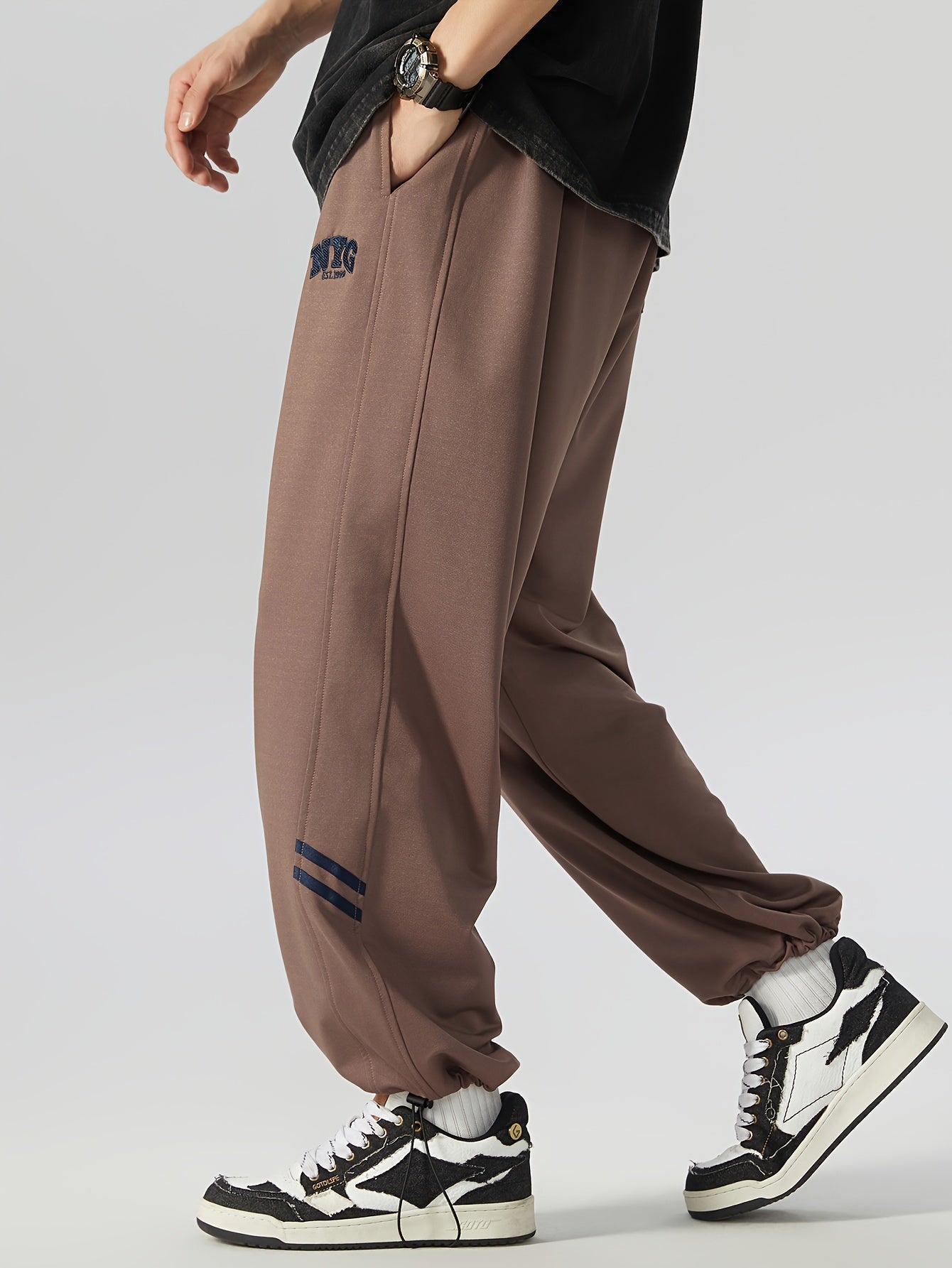 Men's Plus Size Joggers Loose Fit Geometric Knit Fabric All-Season Sports Pants