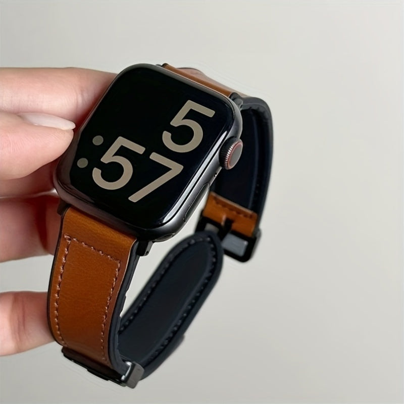 Water-Resistant Smartwatch Bands with Deployant Clasp for Apple Watch Series 10 S8 7 9 98765SE Ultra2 Unisex Multi-Color Crazy Horse Pattern