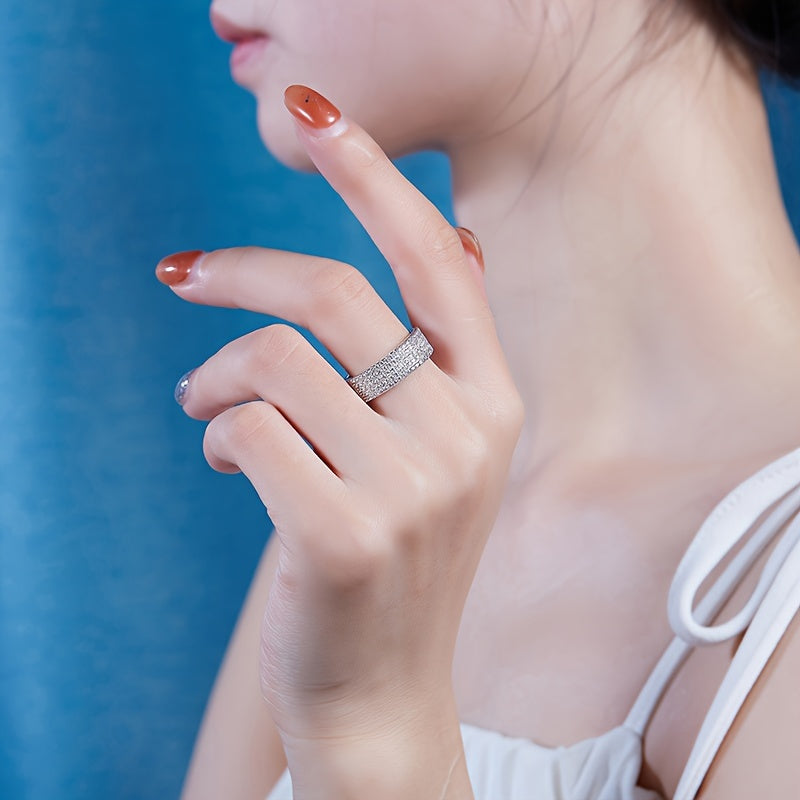 Sterling Silver Moissanite Ring with 0.008 Carat 121 Stones for Weddings and Engagements