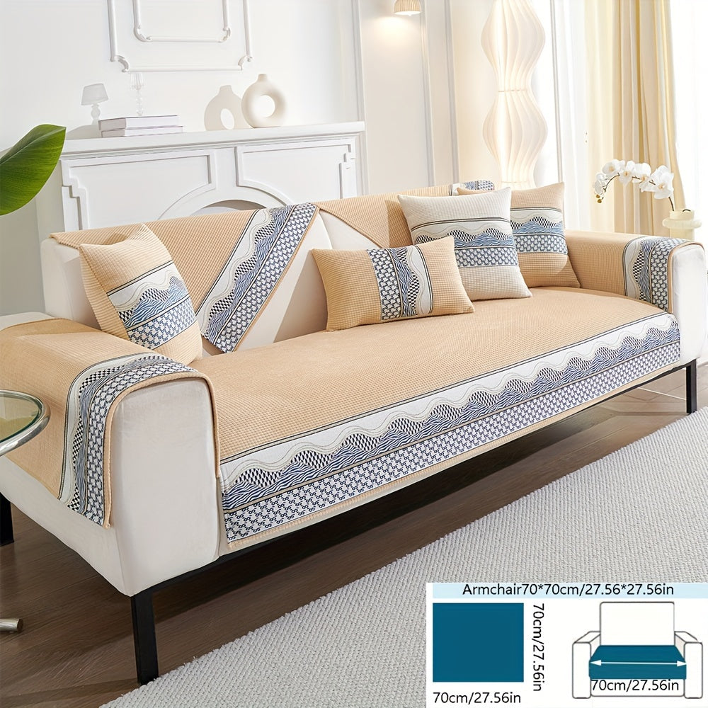 Velvet Sofa Cushion Cover Non-Slip Pet-Friendly All-Season Protecting Armchair Loveseat 3-4 Seater