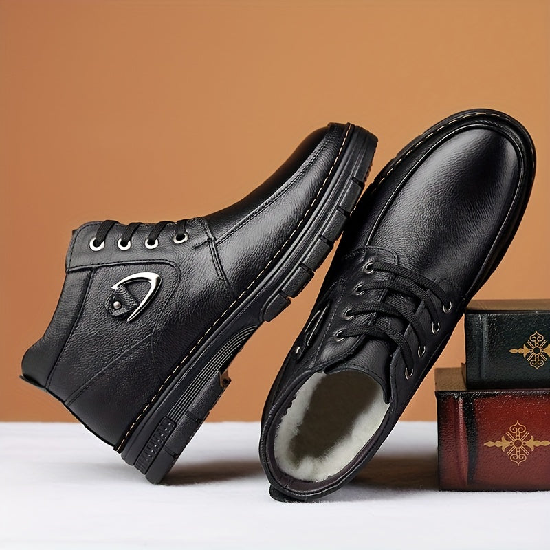 Botas de senderismo de invierno para hombre, con forro de felpa, impermeables, a prueba de viento, calzado para exteriores