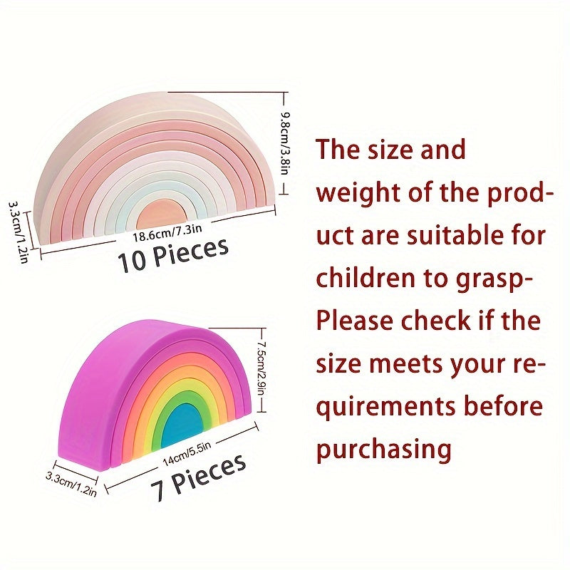 Silicone Rainbow Stacking Toy for Kids Educational Nesting Puzzle 7 Tiers