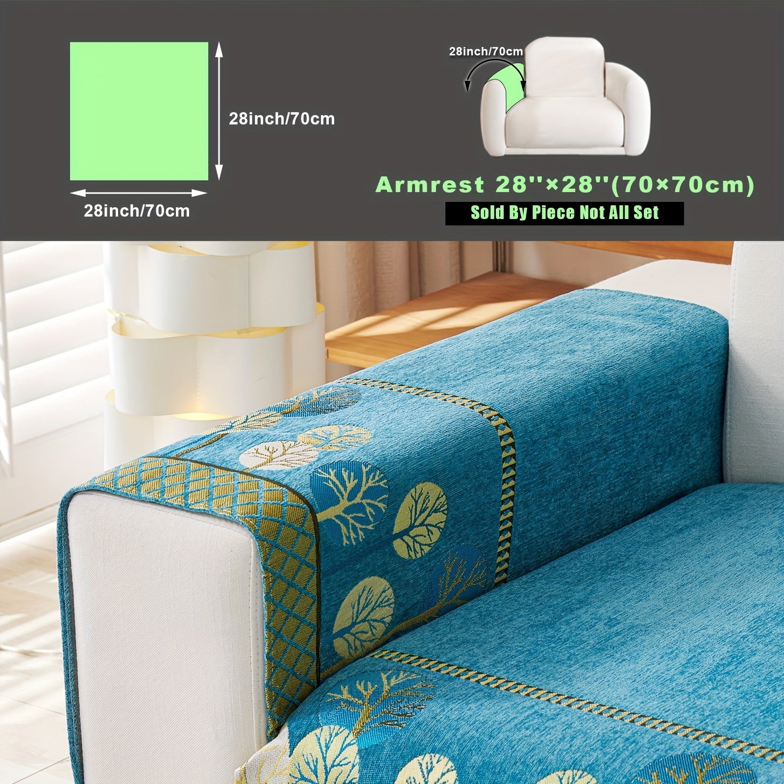 Bohemian Style Sofa Cover with Moonlight Forest Tree Pattern Non-Slip Machine Washable for Single to Quadruple Seat Sofas