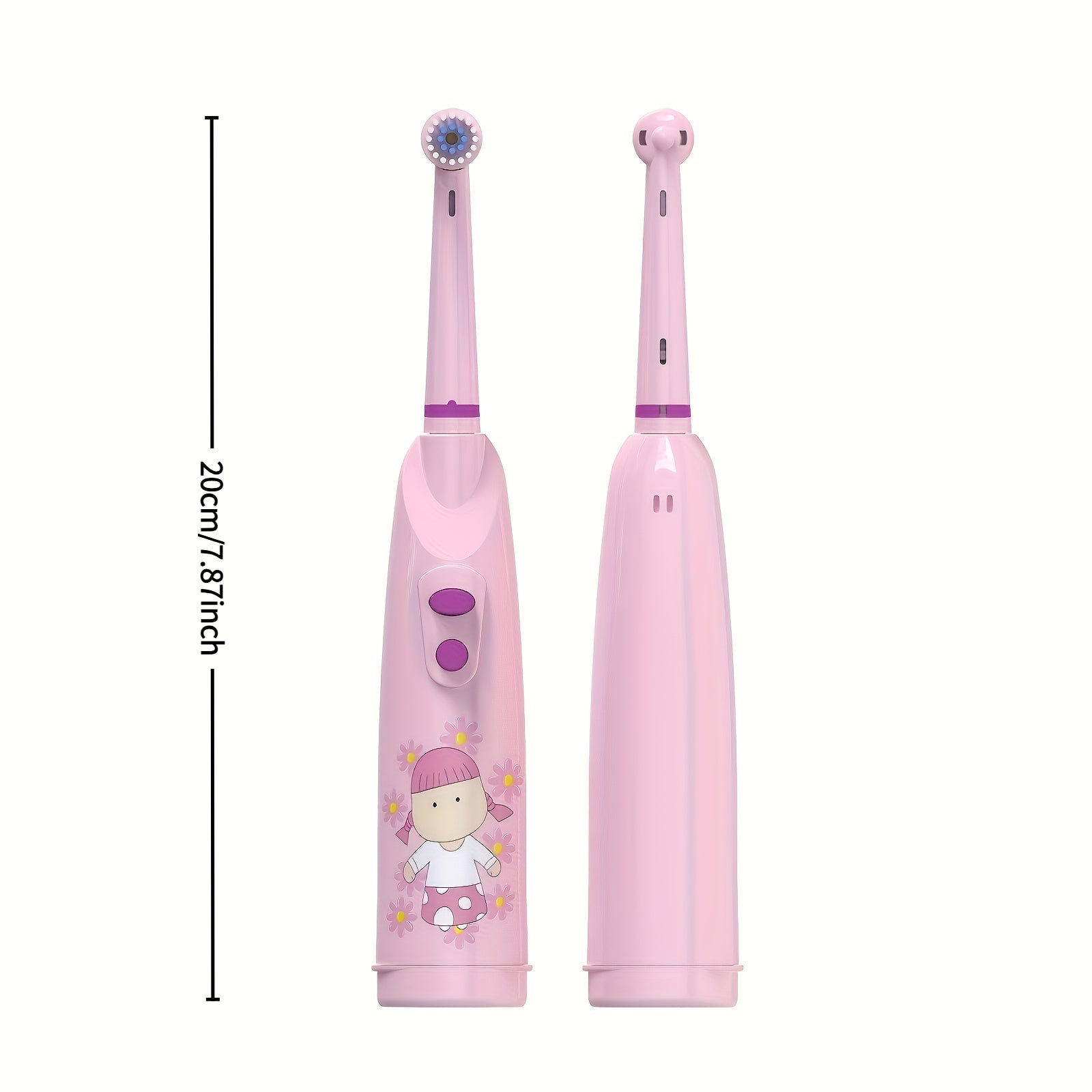 Kids Pink Electric Toothbrush Soft Nylon Bristles for Ages 3+ Battery-Powered