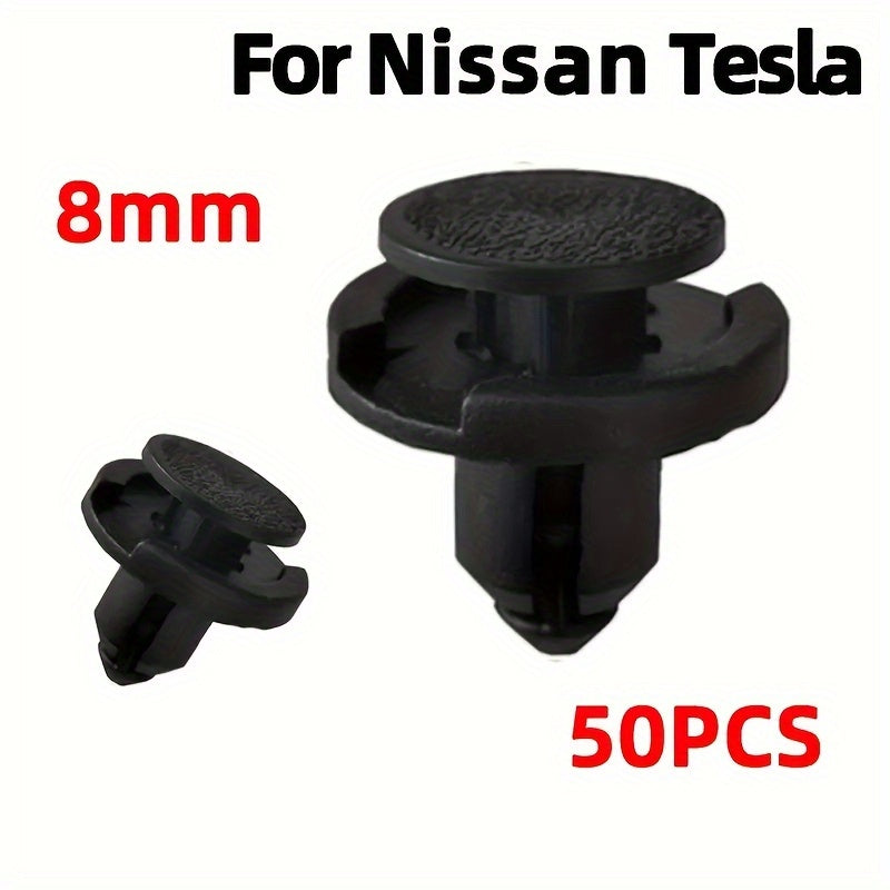 50 Pcs 8mm Plastic Rivet Clips for Car Bumper Tailgate Leaf Fixing