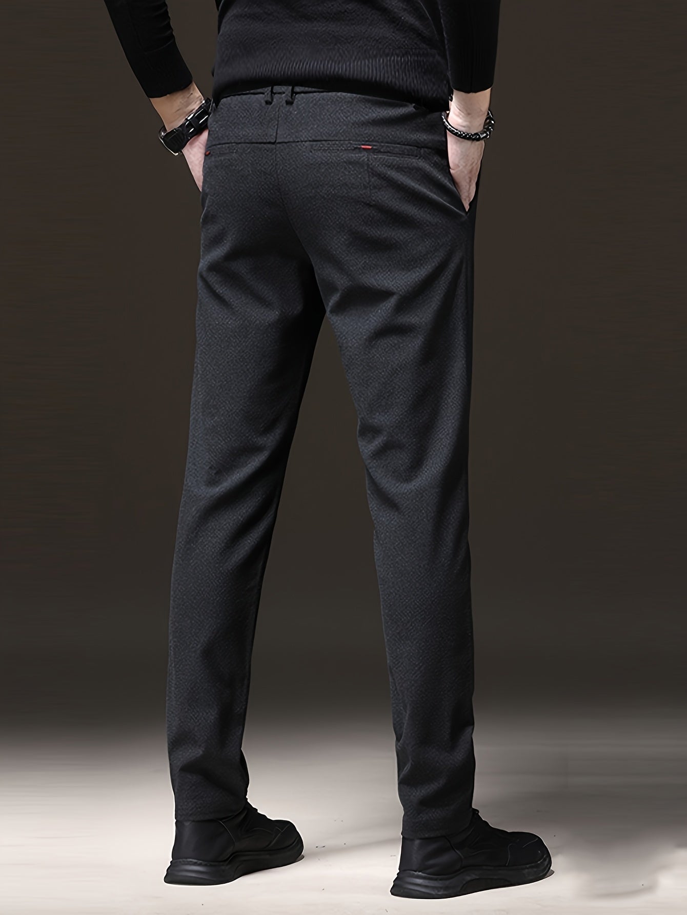 Men's Casual Business Pants Regular Fit Solid Color Lightweight Polyester All Seasons