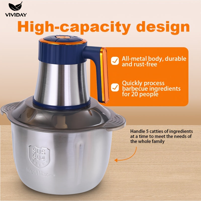 Stainless Steel Meat Grinder uy sharoitida tayyorlanadigan taomlar uchun muhim oshxona asbobi bo'lib, mustahkam plastmassa korpusi va Yevropa standarti rozetkasi bilan ta'minlangan.