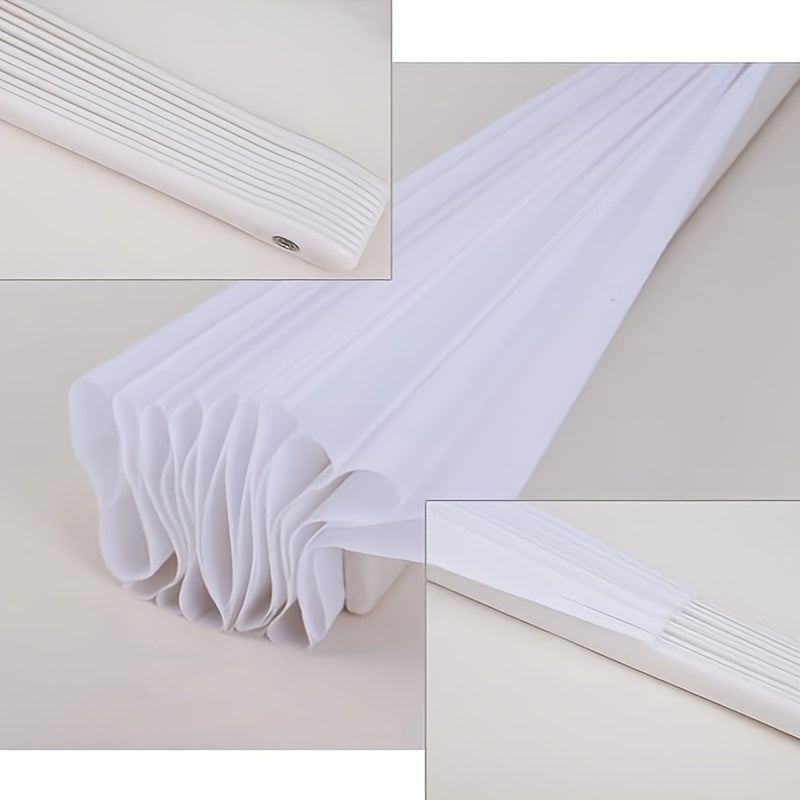 Large White Folding Hand Fan for Performances and Festivals Nylon Cloth