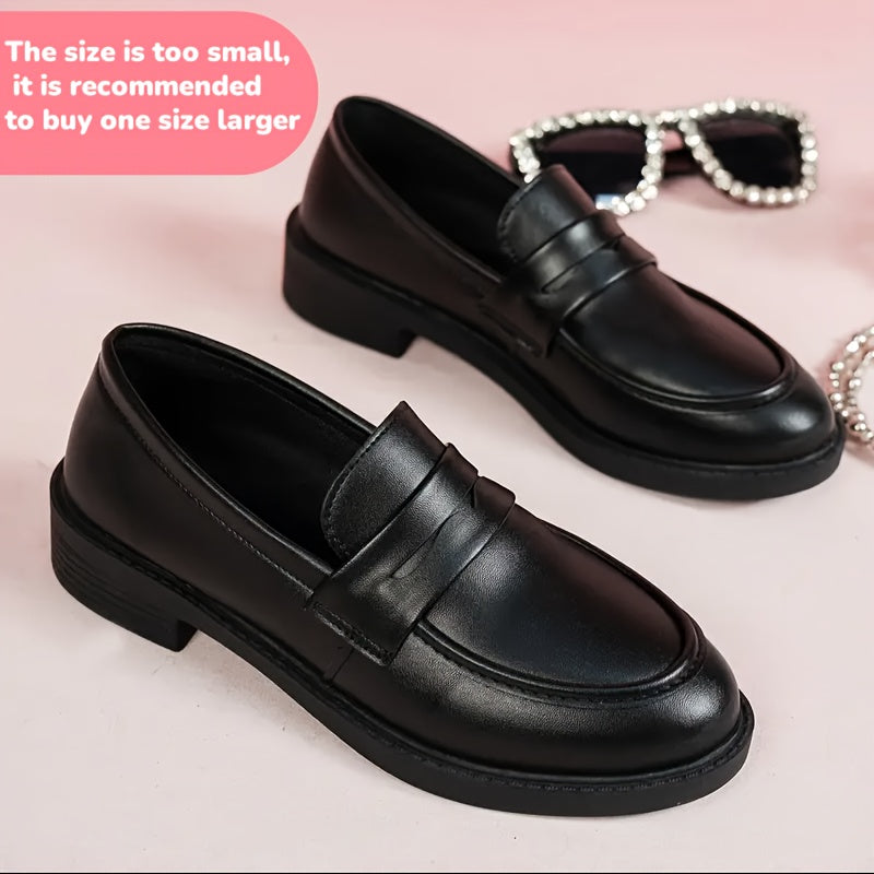 Women Black Loafers Pointed Toe Slip-On Mary Jane Shoes All-Season