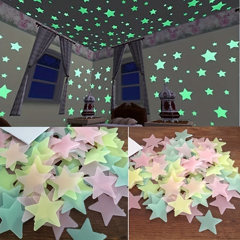 Glow-in-the-Dark Star Wall Stickers Reusable Self-Adhesive for Fantasy Rooms