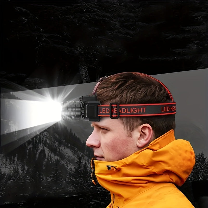 Rechargeable LED Headlamp with Infrared Sensor USB Charging 1500mAh Lithium Battery