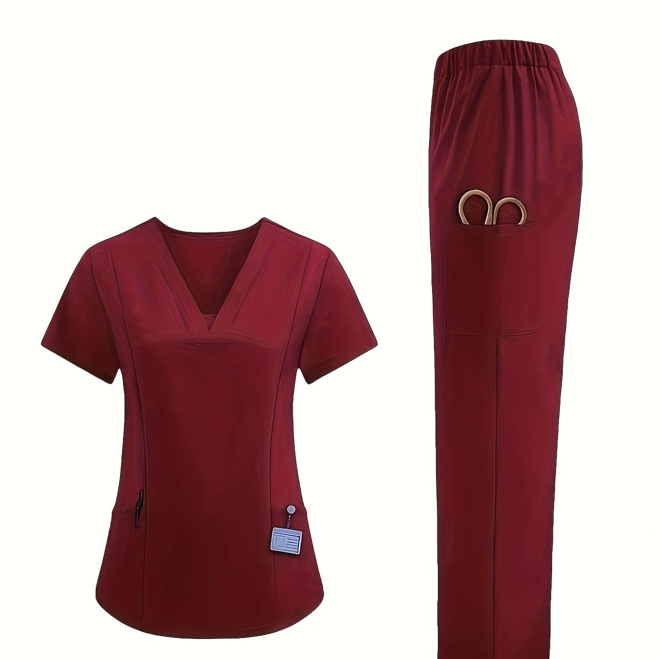 Women's Medical Wash Dress with V-Neck Short Sleeve Polyester for Operating Room