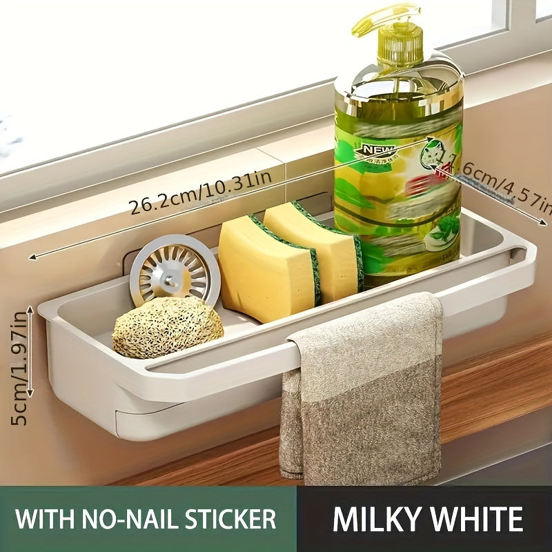 Kitchen Sink Caddy Wall Mount with Drip Tray and Sponge Storage Rustproof Organizer