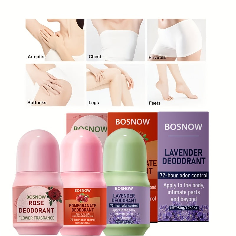 Unisex Deodorant Set with Rose Pomegranate Lavender Natural Fragrance Moisturizing