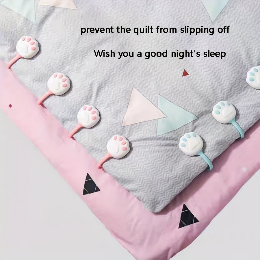 Cartoon Cat Paw Quilt Holder Anti-Slip Bedding Clips No Mark Adhesive for Duvet Covers