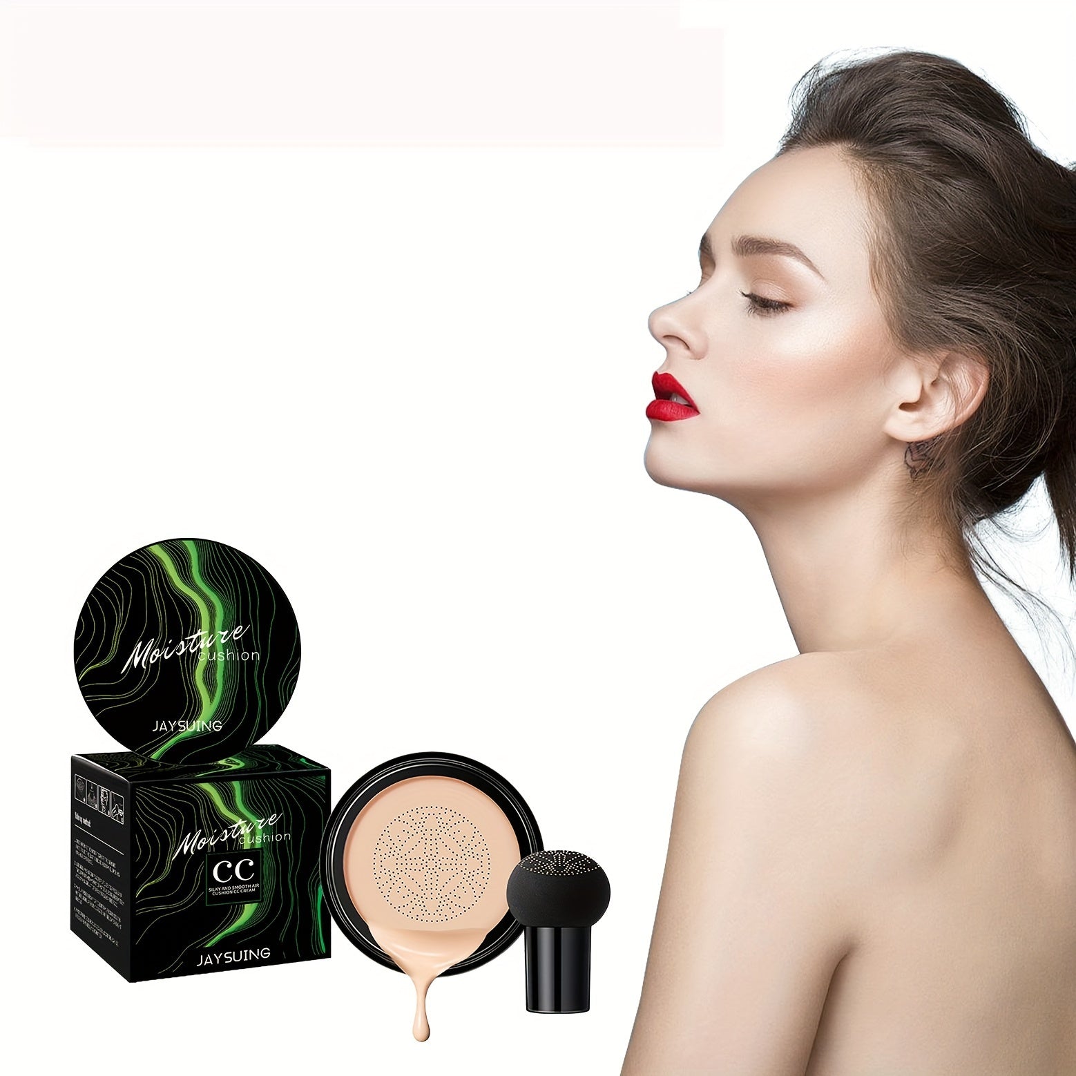 Women Lightweight Mushroom Head Air Cushion Foundation Natural Brightening CC Cream