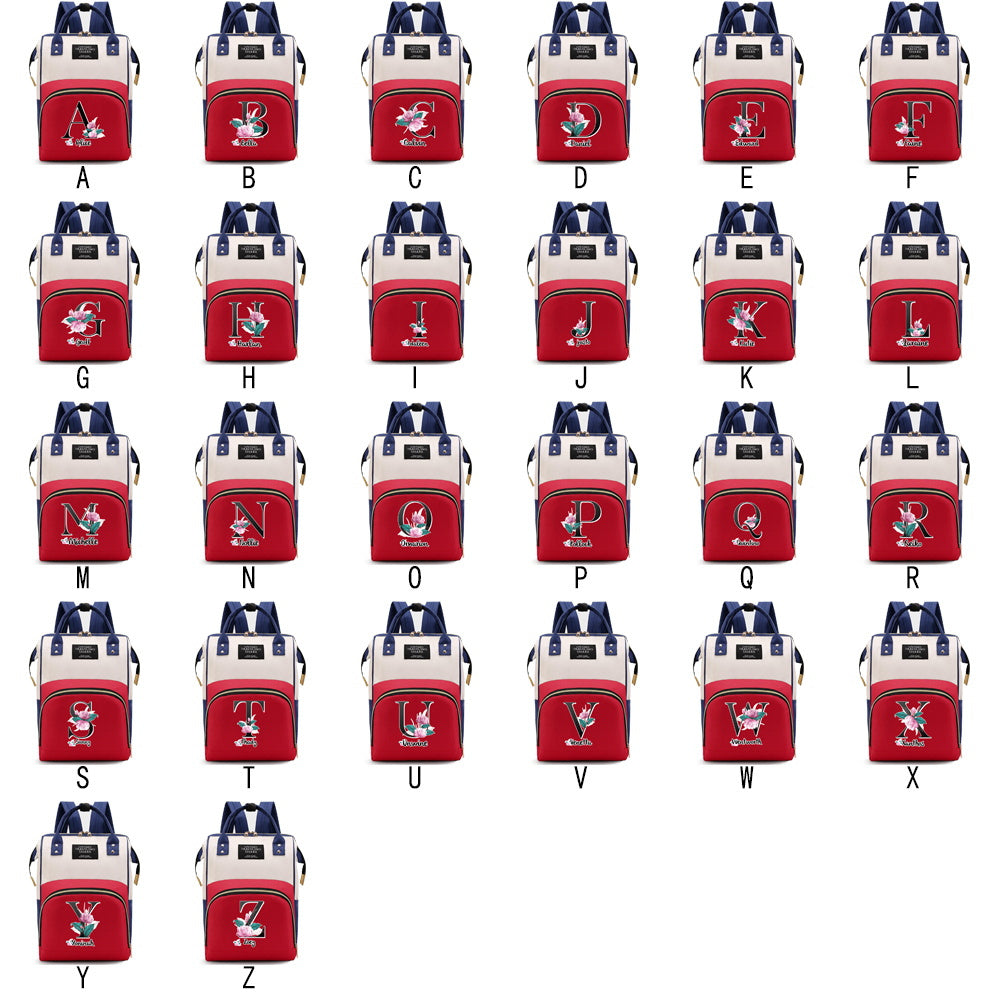 Персонализированная сумка для подгузников из оксфордской ткани с индивидуальными инициалами - Просторная сумка для мам с дизайном букв A-Z, идеальна для путешествий и повседневного использования, с карманами для бутылочек для женщин