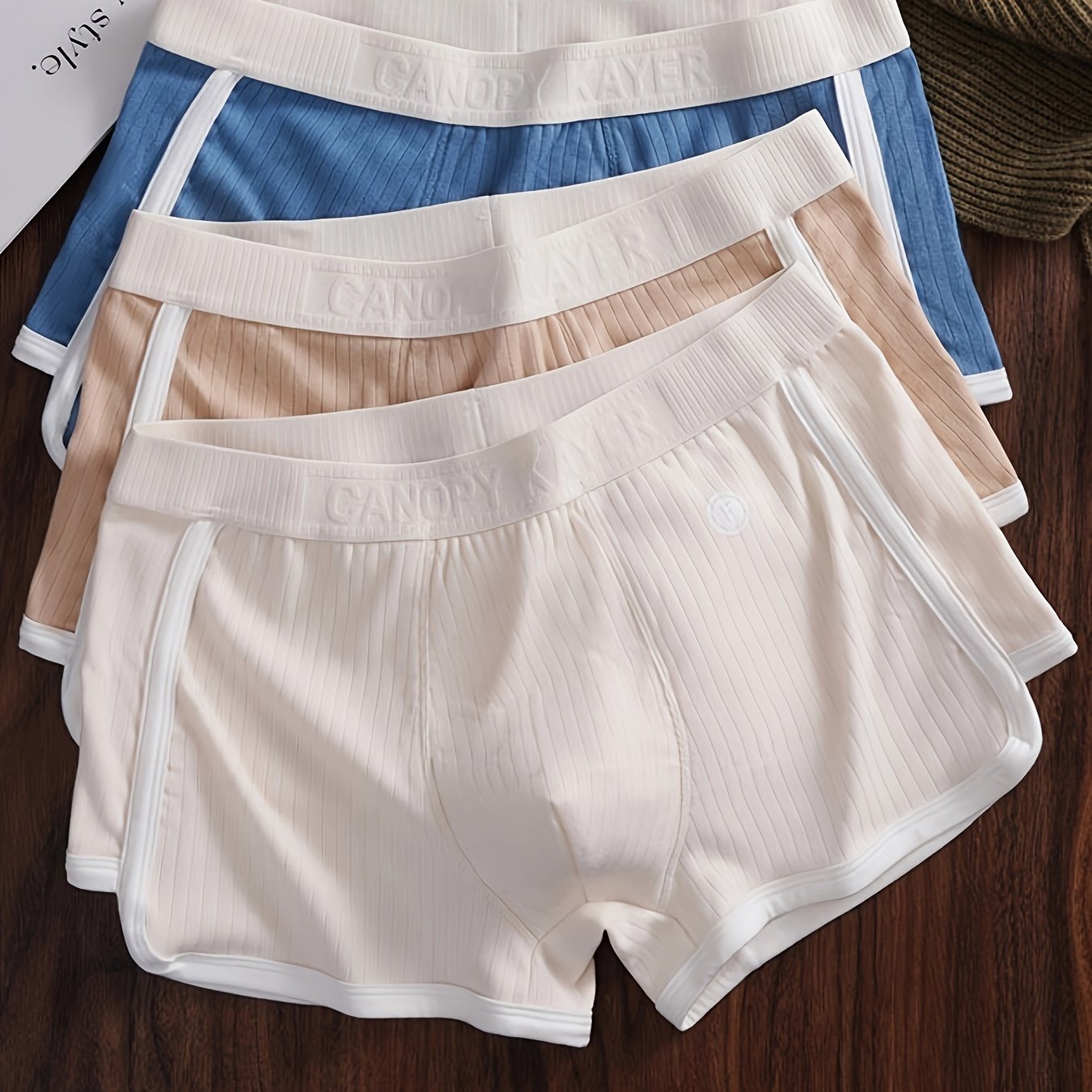 Men's Striped Boxer Briefs Polyester Blend Elastic Waist Color Block Casual