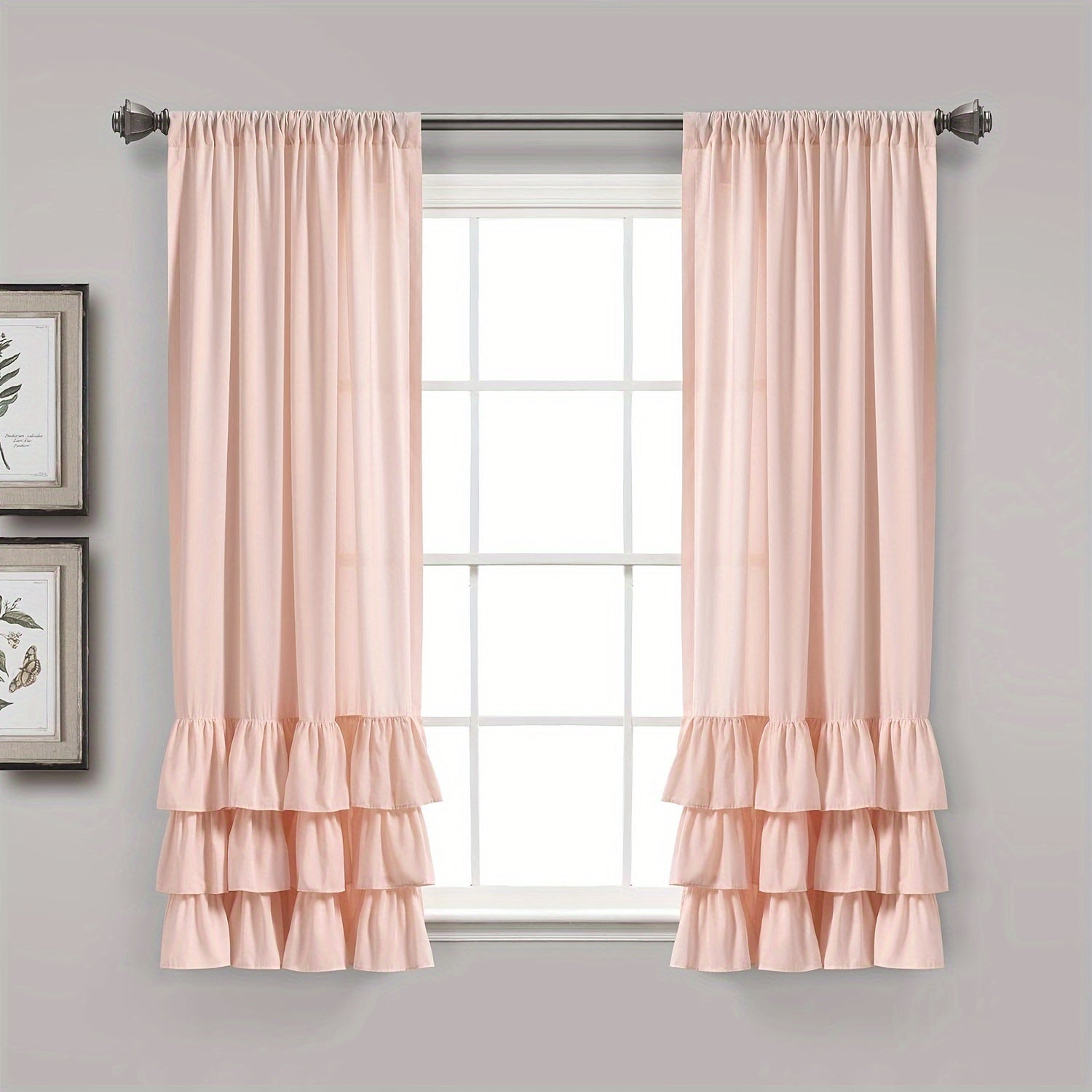 Heavy Duty Pleated Lace Window Curtains for Living Room 132cm x 213cm