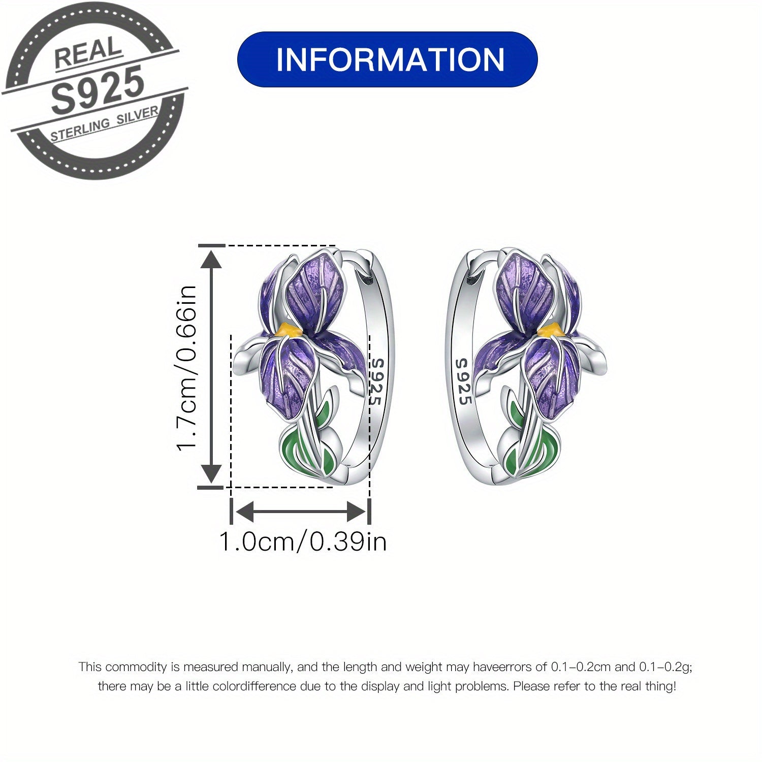 Серебряный ухо-кафф с ирисовым цветком, украшенный синтетственным камнем, идеально подходит для префпи-стиля в сельской местности. Идеально для спортивной и фестивальной одежды, этот элегантный аксессуар станет отличным рождественским подарком для женщин.