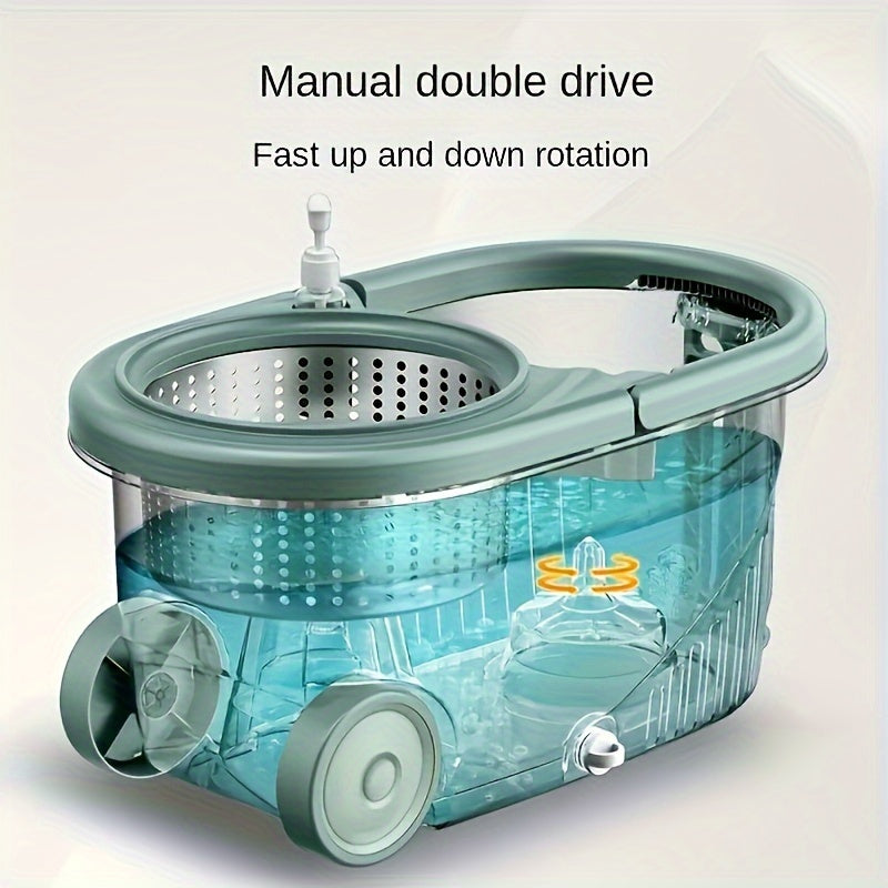 Aylanuvchi mop va kova to'plami, yog'och va plitka pol uchun 2 ta almashtirish boshliqlari bilan