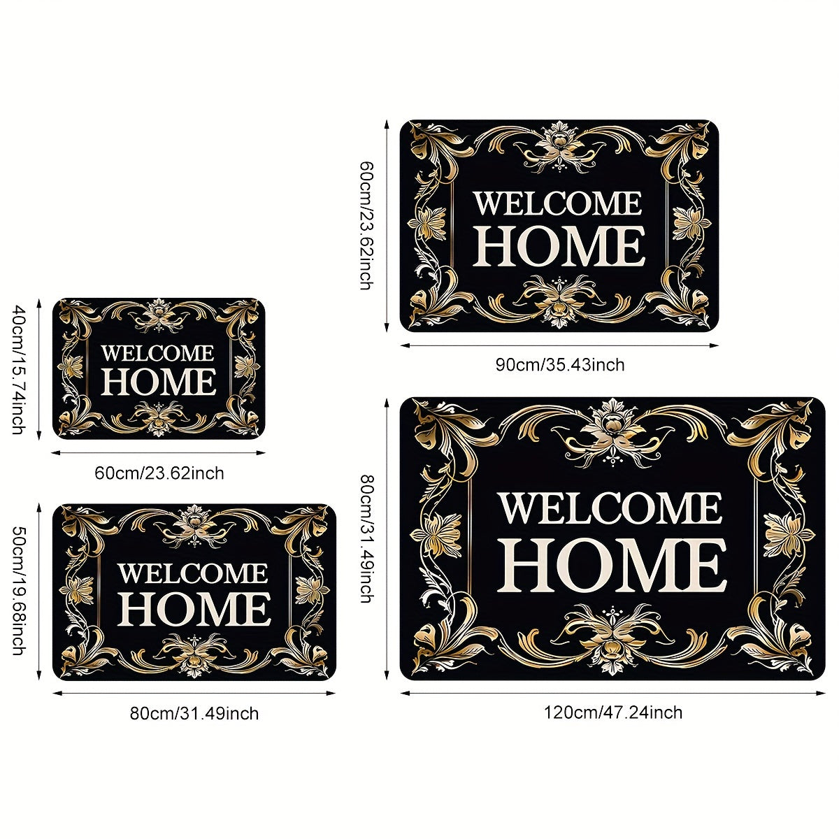 Welcome Home Monogram Entrance Mat Non-Slip Stain-Resistant Indoor Outdoor Rug