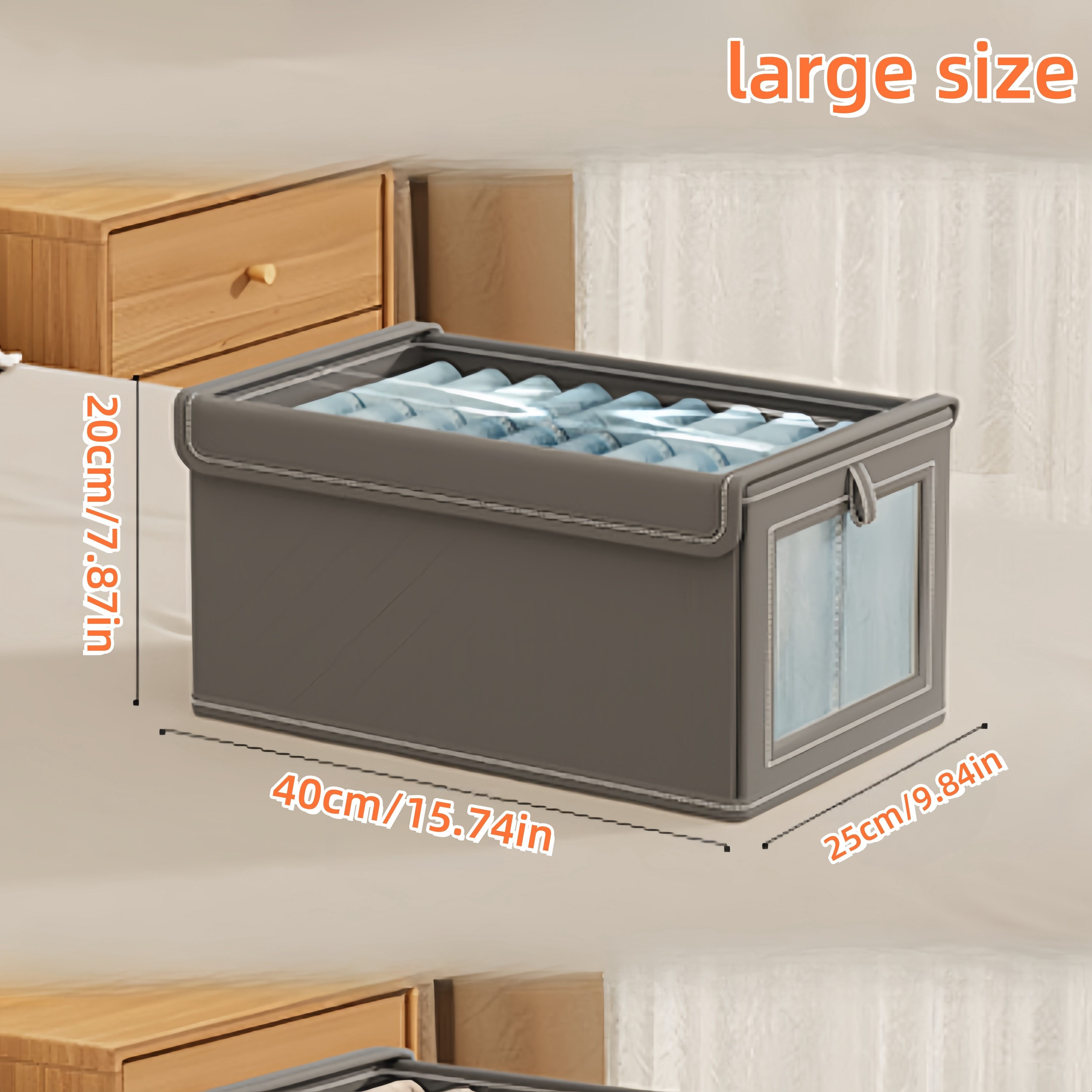 Fabric Storage Box with Clear Window, Flip Top Lid, Foldable for Home Organization