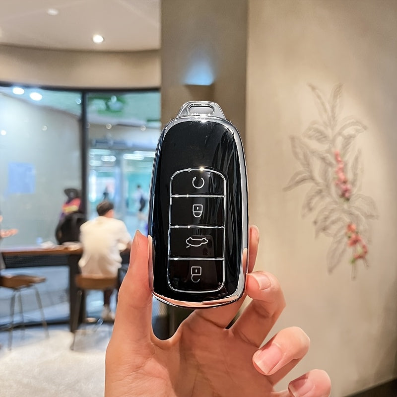 Pink TPU Key Fob Cover with Crystal-Accented Shell for Car Remote