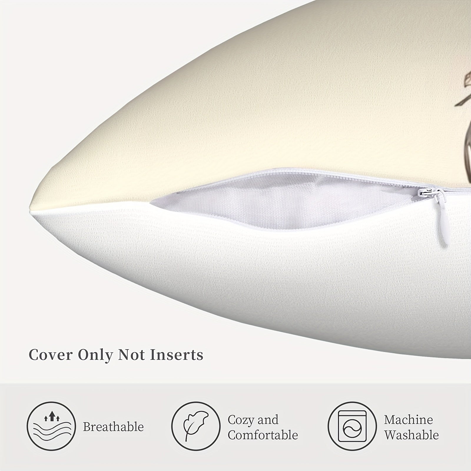 Modern Woven Polyester Throw Pillow Cover with Zipper Closure for Sofa and Bedroom