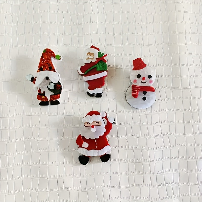 Santa Claus Brooches Acrylic Pins for Bags and Outfits Stylish and Cute