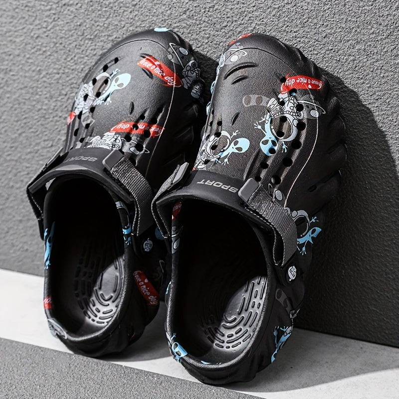 Men's Color Block Hollow Out Chunky Clogs with Non Slip Soft Sole and Anti Odor EVA