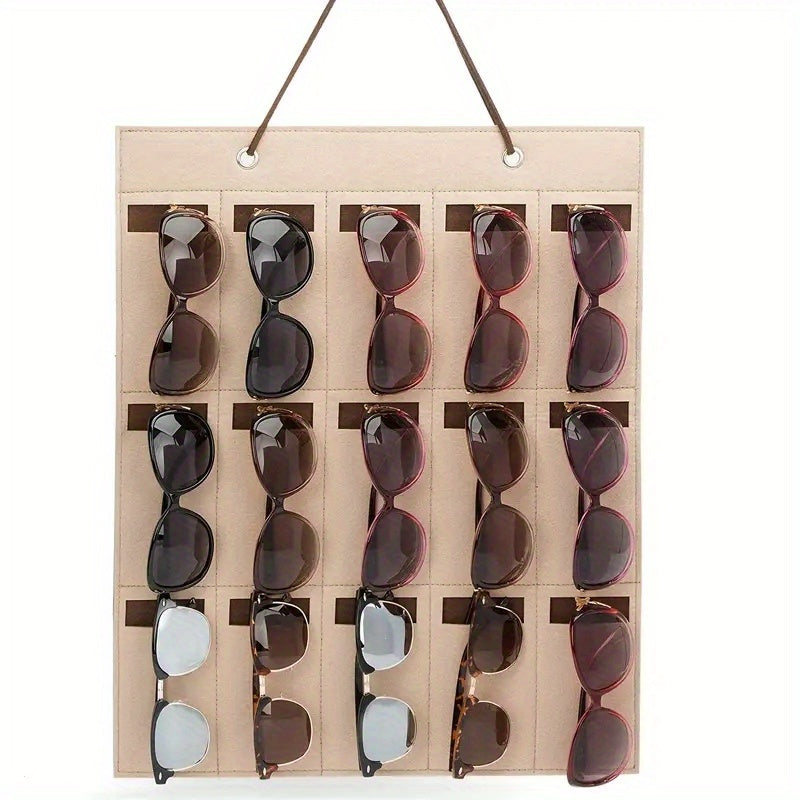 Wall Mounted Eyeglasses Organizer with Felt Storage Bag and Hanging Display
