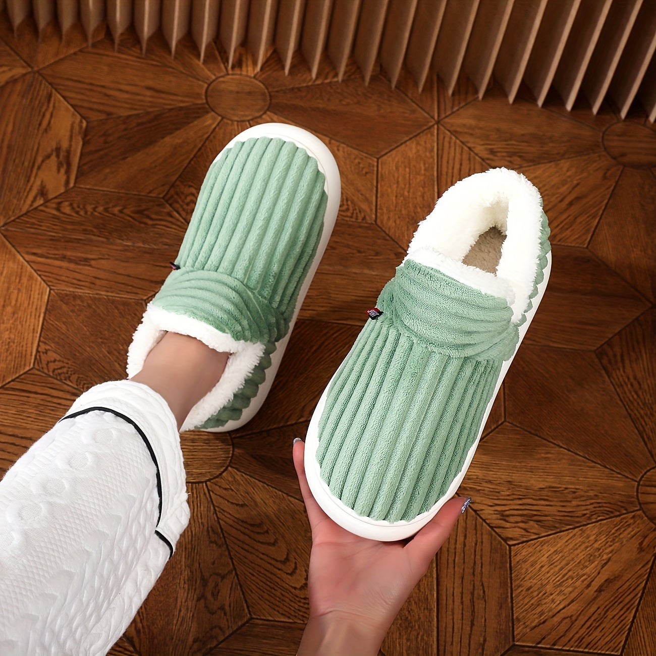 Women Thick Solid Color Winter Shoes Plush Lined Anti-Slip EVA Indoor Outdoor