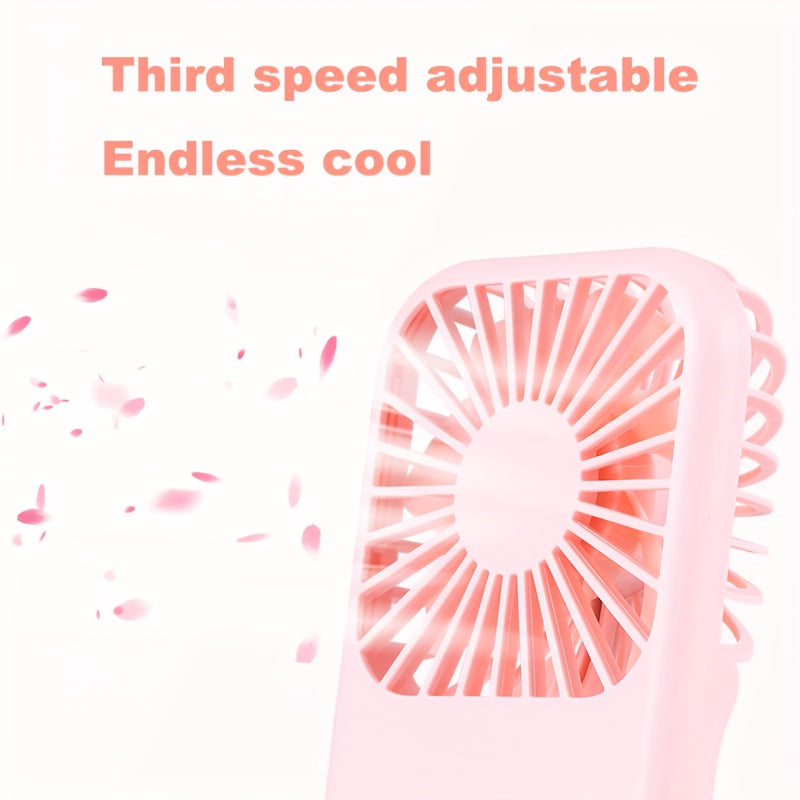 Portable Handheld Fan with USB Rechargeable Stand for Travel and Outdoor Use