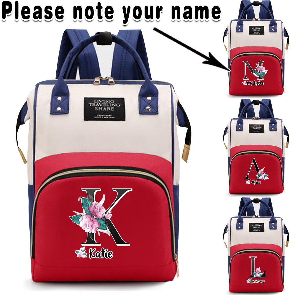 Personalized Diaper Bag with Initials Oxford Cloth Spacious Travel and Baby Bag