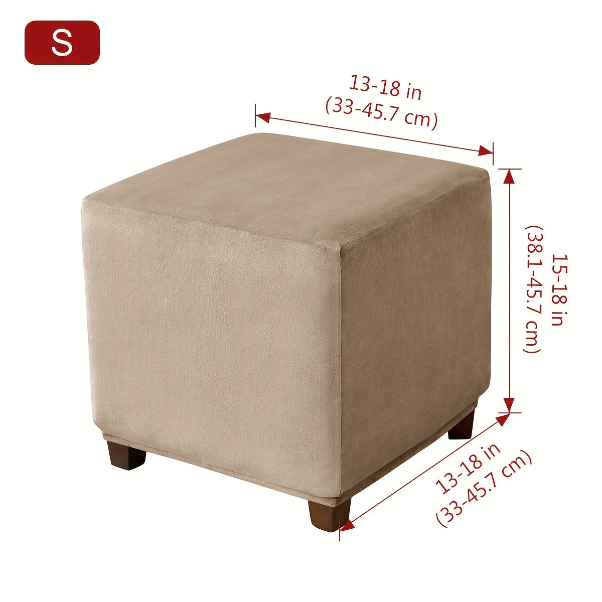 Funda de terciopelo plateada para reposapiés para taburete pequeño cuadrado