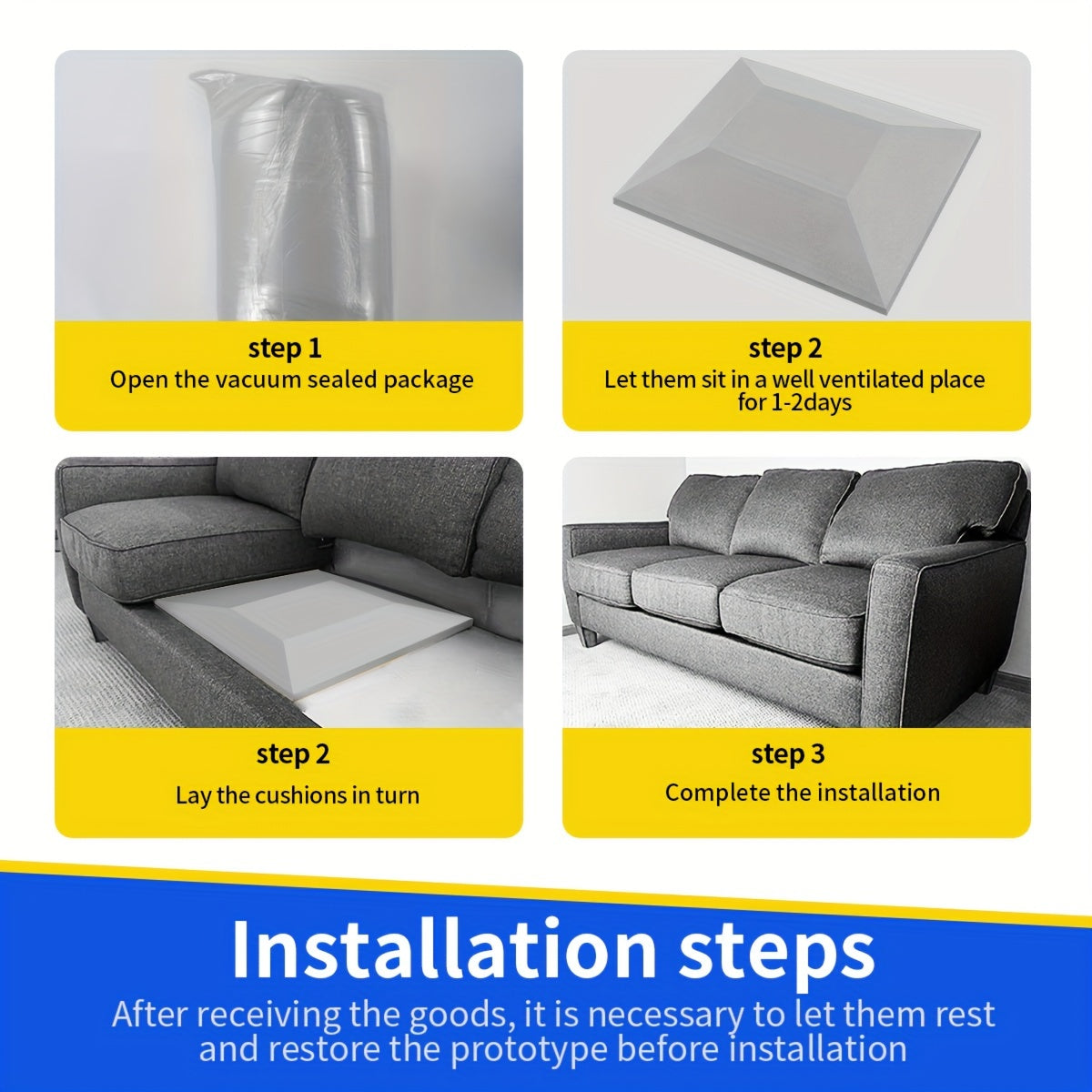 Gray Foam Sofa Cushion Support 20x20 Inches for Sagging Chairs and Sofas