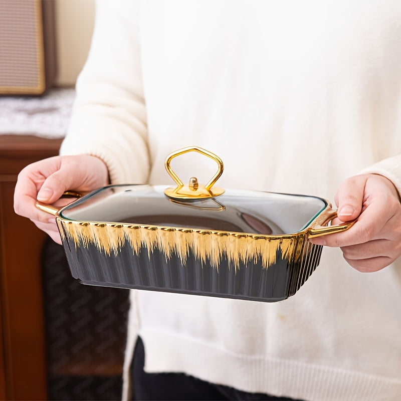 Ceramic Baking Dish Set with Handles 3 Compartments for Soups and Heating