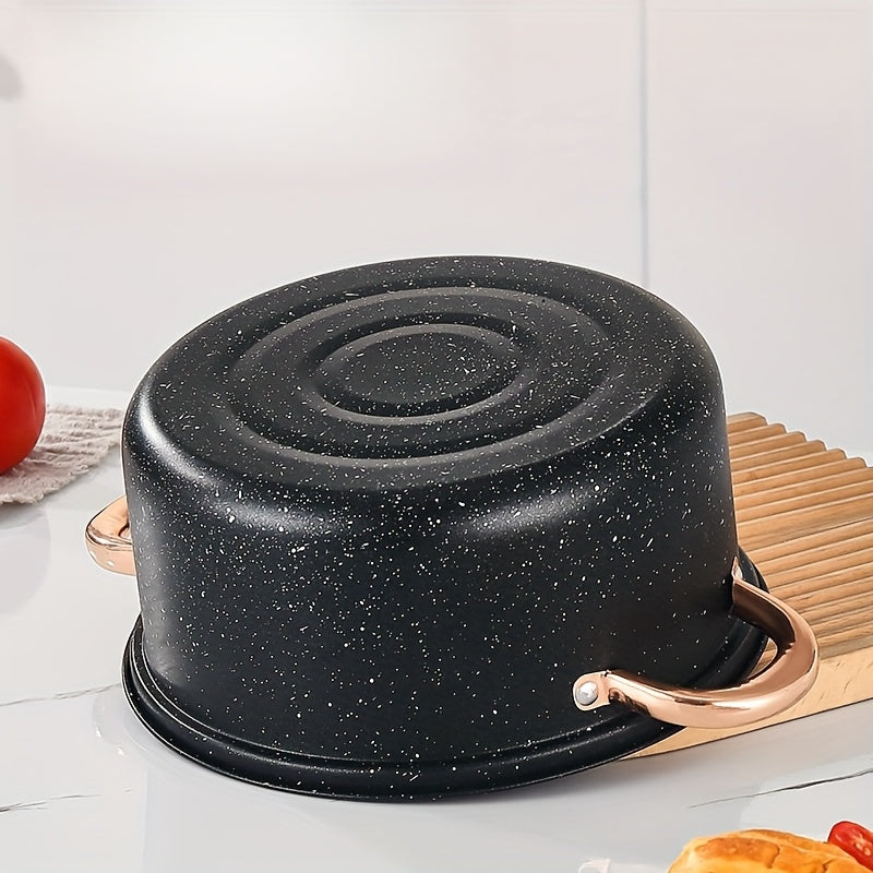 Stainless Steel Cookware Set 12 Pieces Non-Stick Pots with Gold Handles