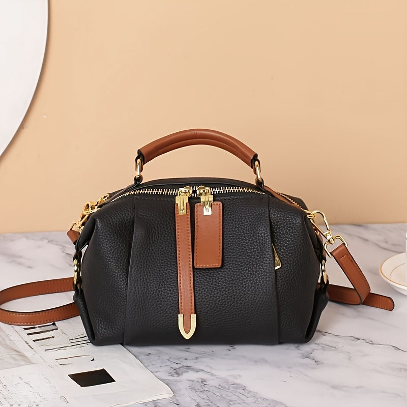 Women's Genuine Leather Handbag with Large Capacity and Versatile Carrying Options