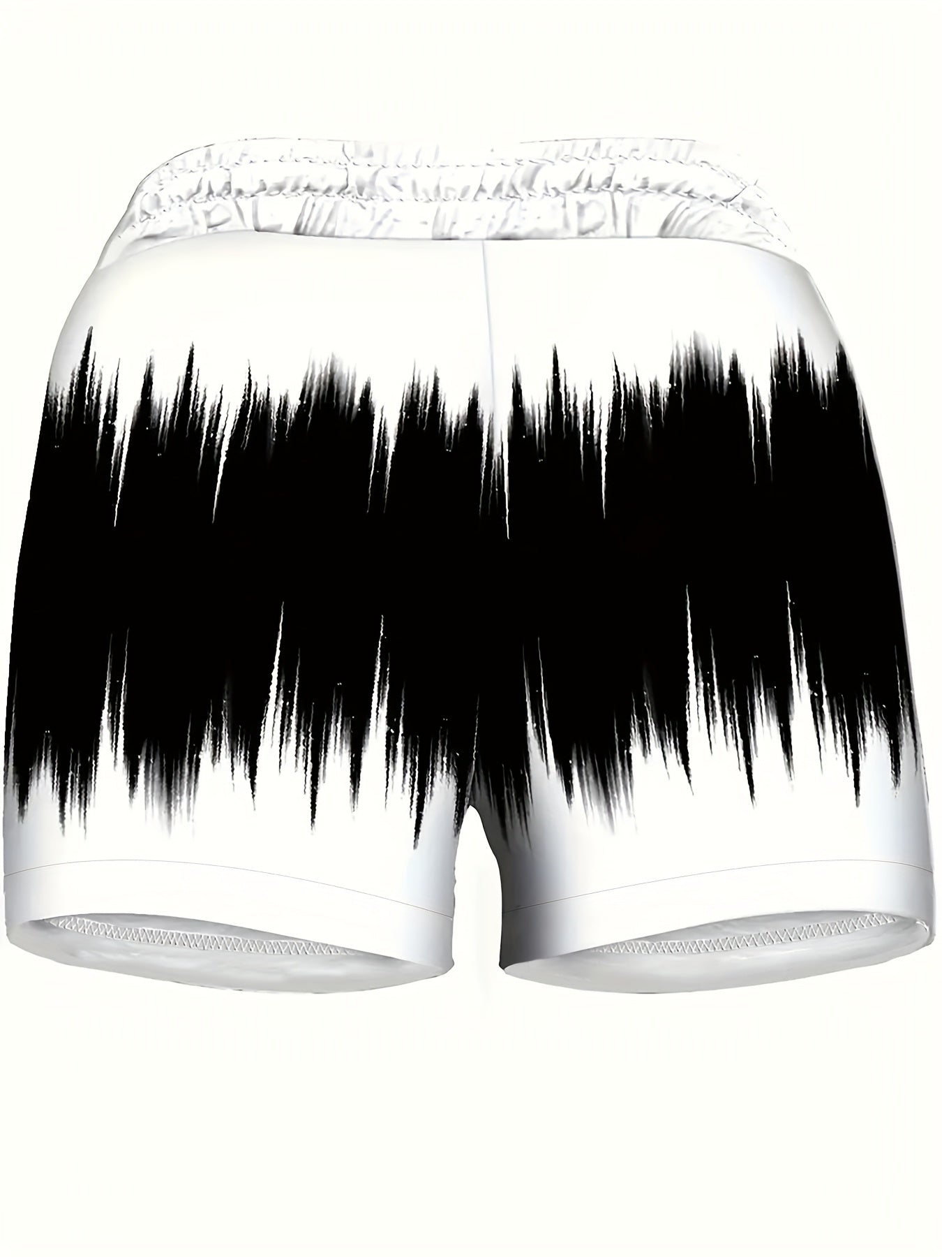 Шорты женские летние повседневные больших размеров черный белый абстрактный принт с эластичным поясом