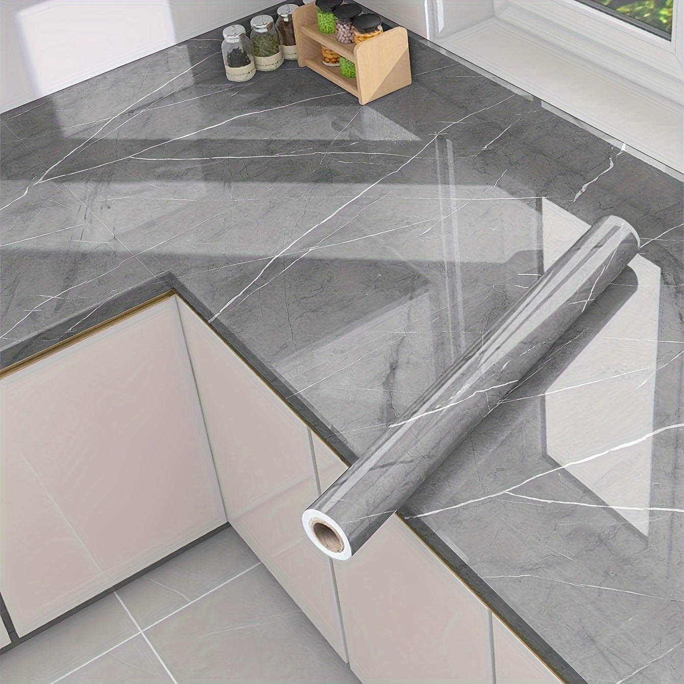 Self-Adhesive Waterproof Marble Wall Stickers for Kitchen Bathroom Renovation