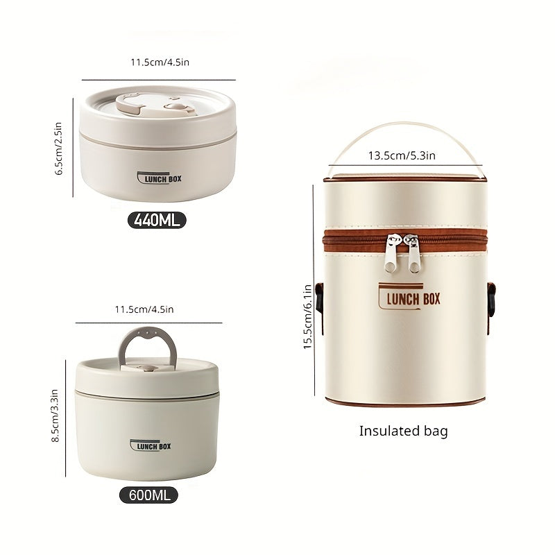 Double Layer Stainless Steel Soup Bowl with Lid Microwave Safe Bento Box