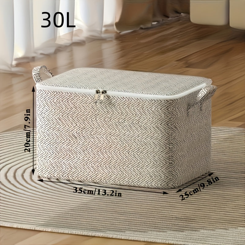 Large Storage Bag with Zipper Handles Non-Woven Material for Clothes Quilts Blankets in Bedroom Car Trunk