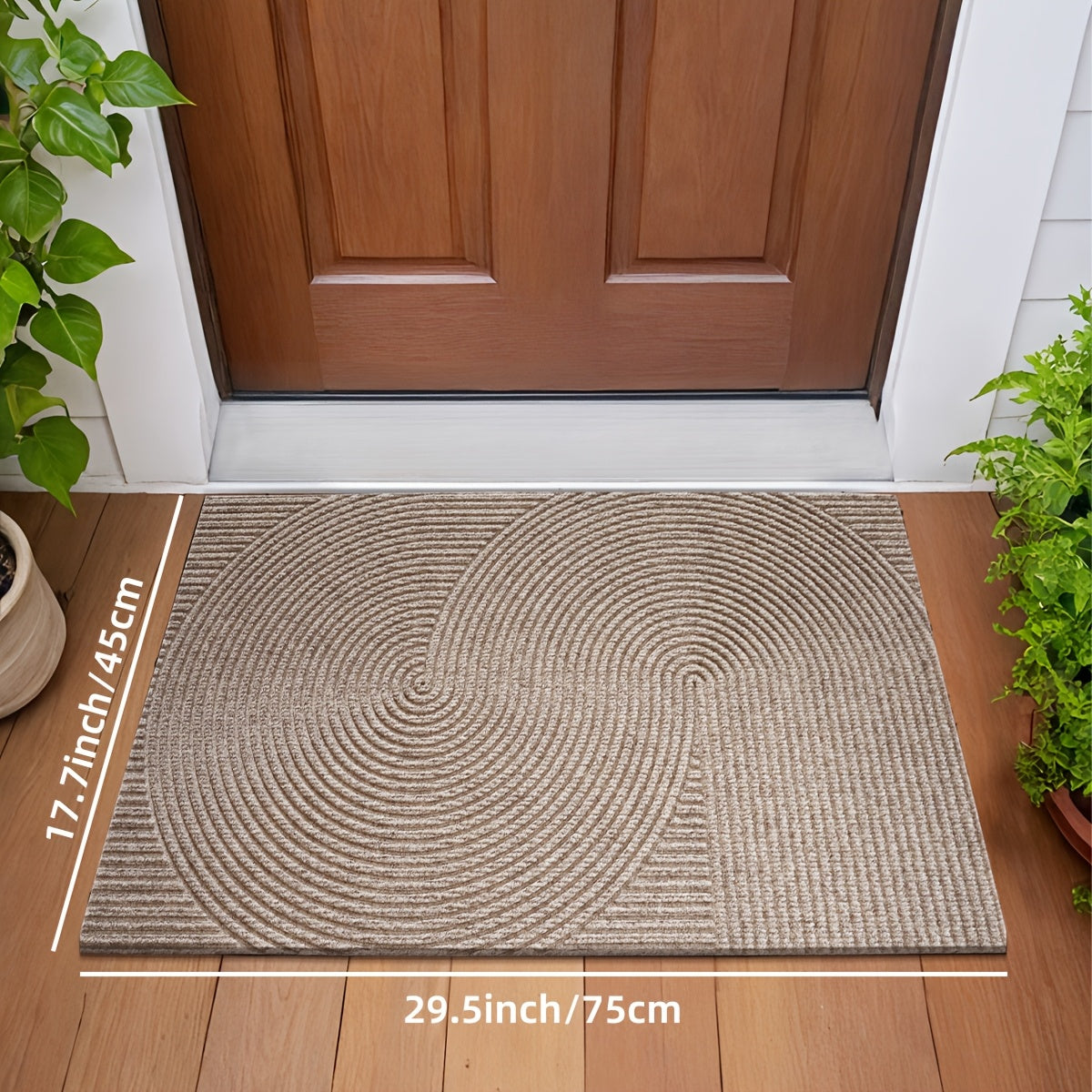 Geometric Striped Non-Slip Absorbent Washable Door Mat for Indoor and Patio