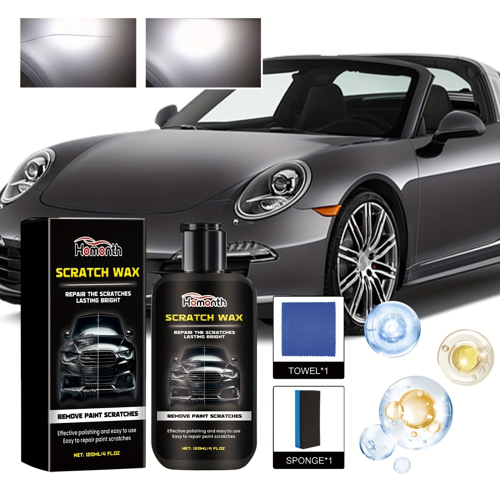 Scratch Repair Wax for Cars and Metal Surfaces, Auto Body Scratch Remover