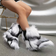 Женские зимние сапоги на меху с плюшевой подкладкой, утеплённые, до середины икры