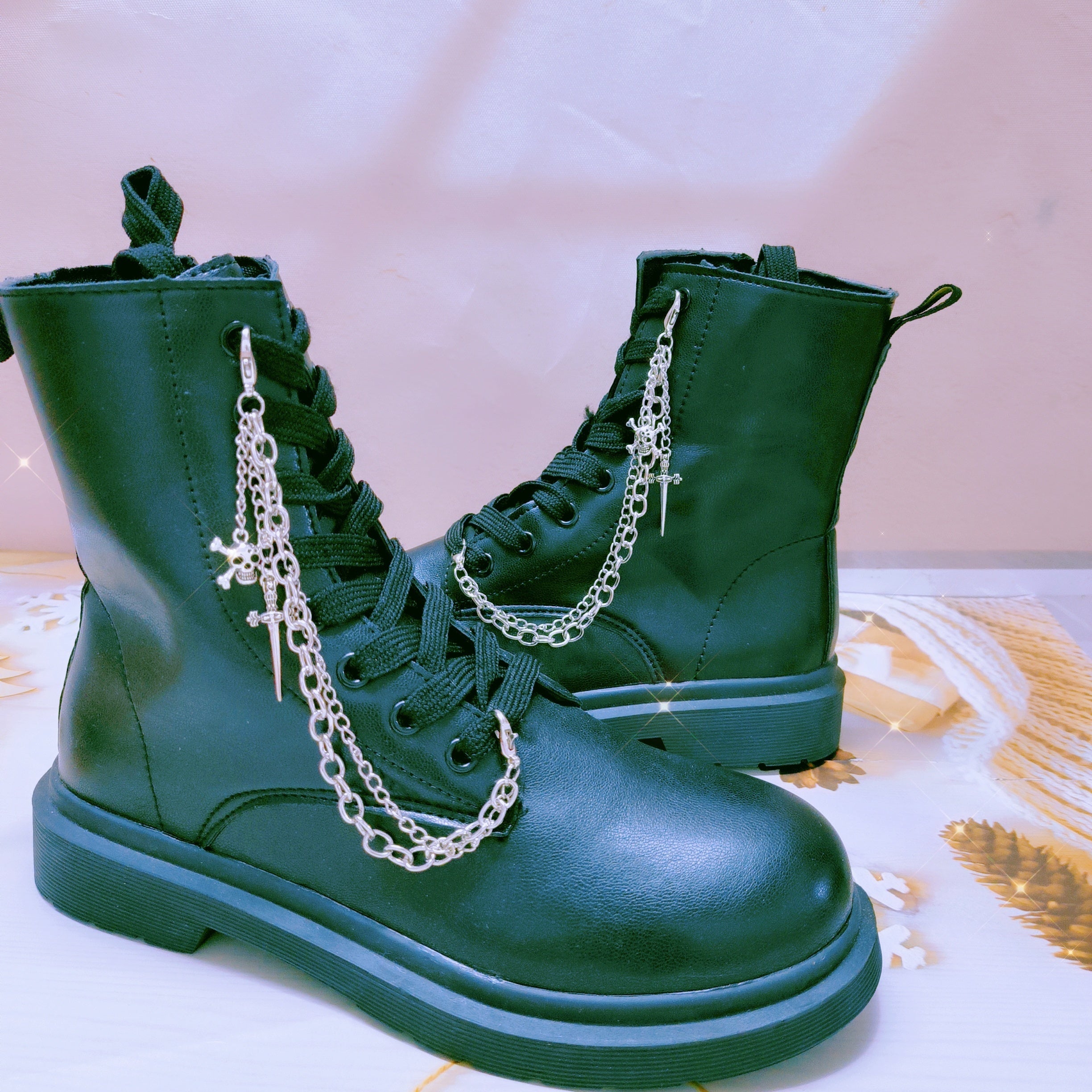 Unisex Creative Punk Style Detachable Alloy Shoe Chains for Boots and Shoes